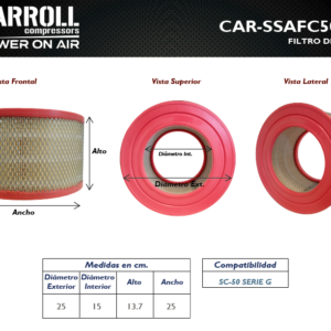 Filtro de aire CAR-SSAFC50-G