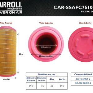 Filtro de aire para compresor CAR-SSAFC75100-A