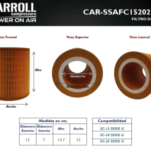 Filtro de aire CAR-SSAFC152025-G