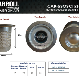 Filtro separador de aire y aceite CAR-SSOSC1520-G