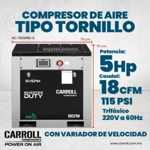 Compresor de Tornillo de 5 HP Variable