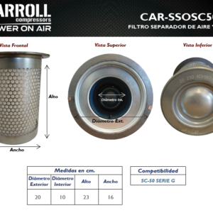 Filtro separador de aire y aceite CAR-SSOSC50-G
