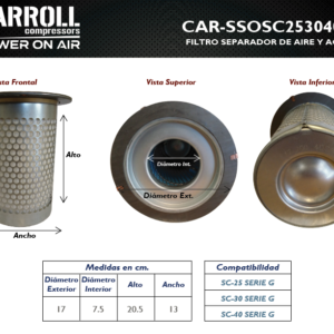 Filtro separador de aire y aceite CAR-SSOSC253040-G